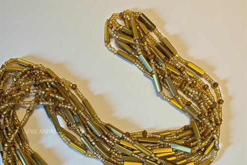 Perlas de cintura / Cadena de cadera africana - Amina - Oro (Cordón tradicional no elástico)
