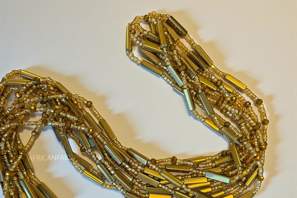 Perlas de cintura / Cadena de cadera africana - Amina - Oro (Cordón tradicional no elástico)