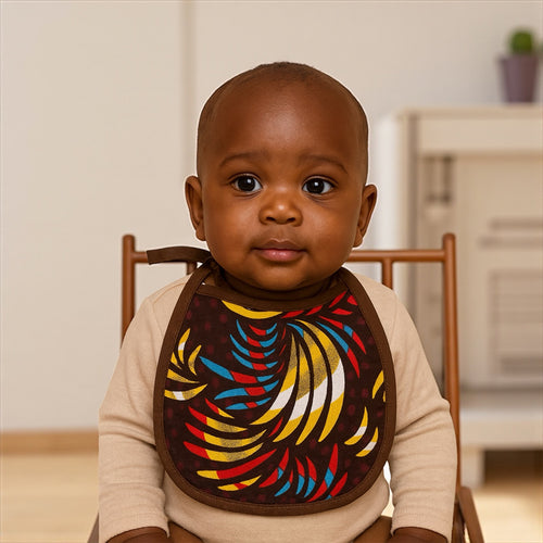 Babero para bebé con estampado africano - Plumas Multicolor (Unisex)