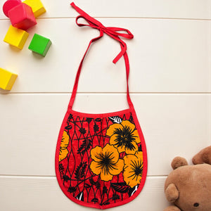 Babero para bebé con estampado africano - Flores Rojas (Unisex)