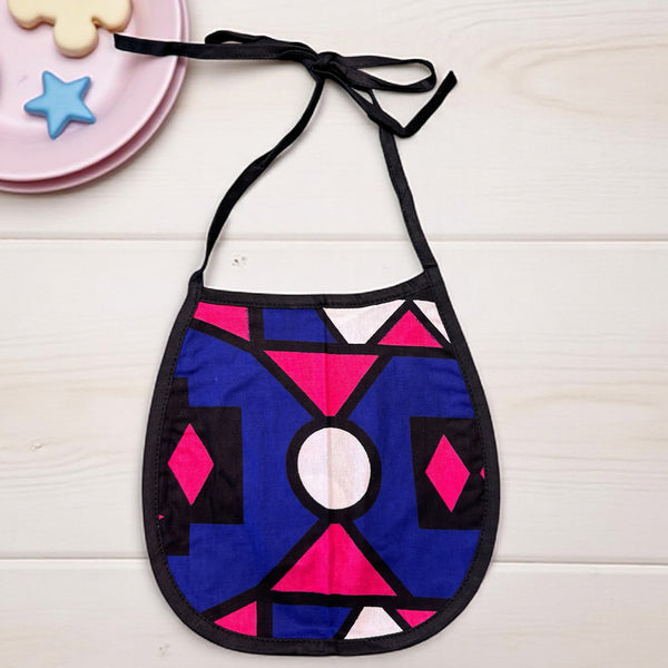 Babero para bebé con estampado africano - Azul Rosa Samakaka (Unisex)
