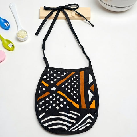 Babero para bebé con estampado africano - Negro Bogolan (Unisex)