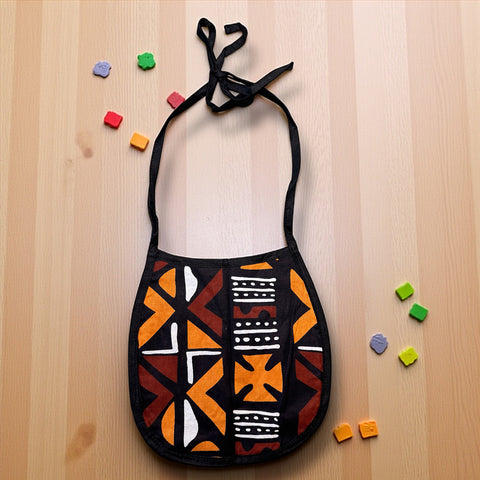 Babero para bebé con estampado africano - Marrón Cruz Bogolan (Unisex)