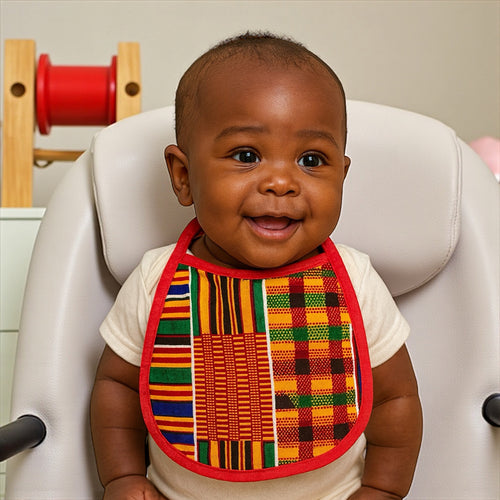 Babero para bebé con estampado africano - Estampado Kente (Unisex)