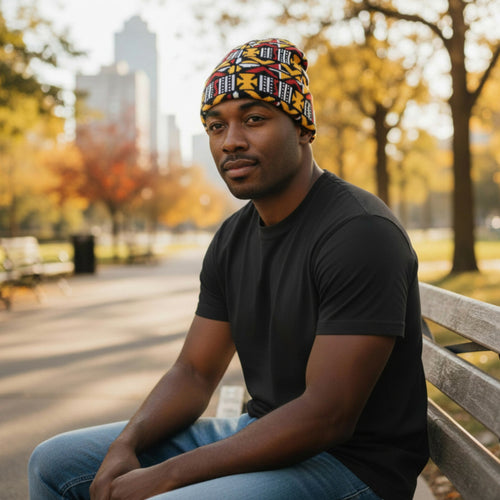 Gorro Africano con Estampado - Marrón Cross Bogolan