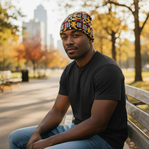 Gorro Africano con Estampado - Marrón Cross Bogolan