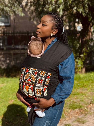 Portabebés con estampado africano / honda para bebés / envoltura para bebés - Rojo & Naranja Símbolos Bogolan