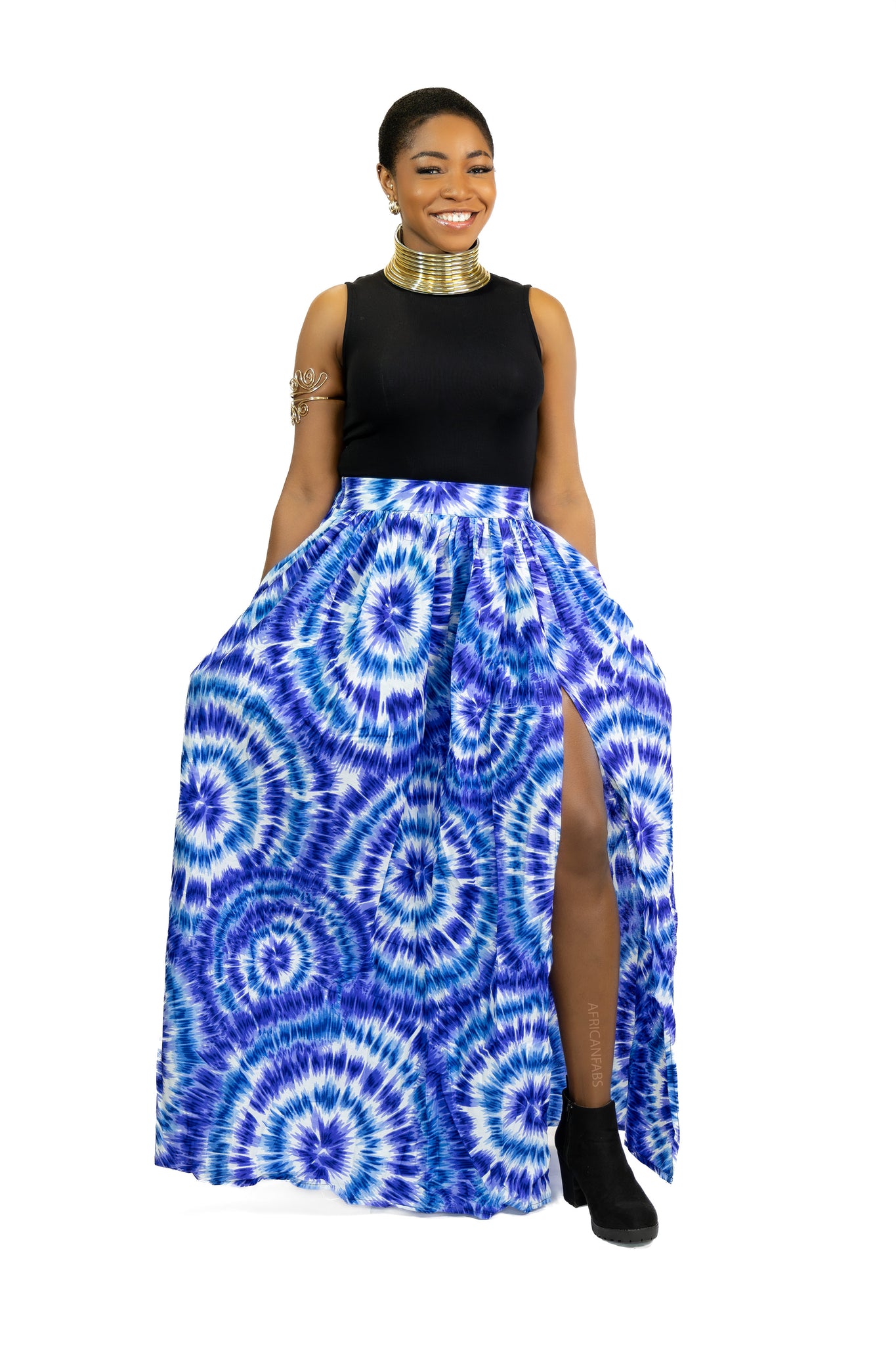 Falda maxi estampado africano - Azul Tie Dye