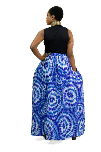 Falda maxi estampado africano - Azul Tie Dye