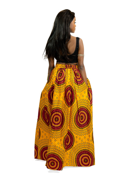 Falda maxi estampado africano - Naranja Dotted Patterns