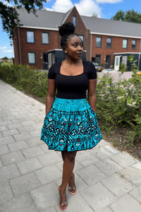 Minifalda estampado africano - Turquesa Kampala Pattern
