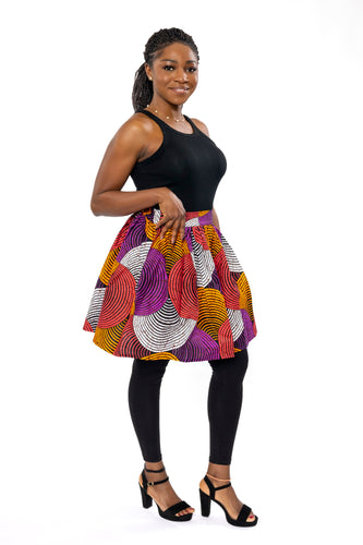 Minifalda estampado africano - Naranja Morado Concentric Circle Design