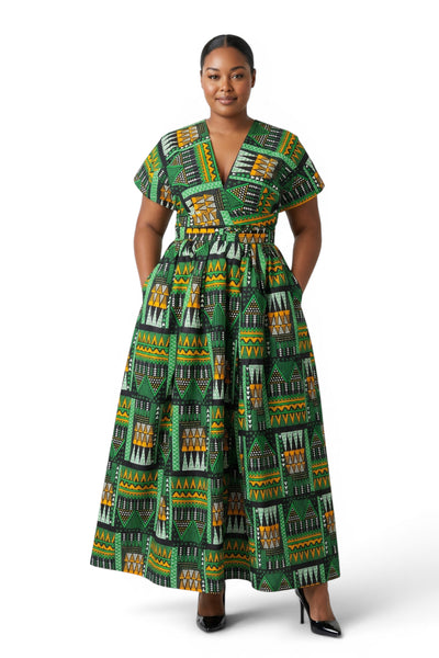 Vestido largo africano Infinity Multiway - Abertura ajustable - Verde Emerald Spirit