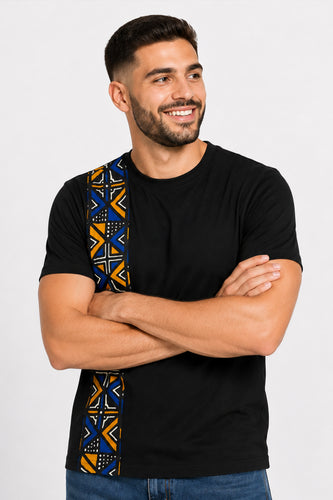 Camiseta con detalles de estampado africano - Azul Bogolan Geometry Band