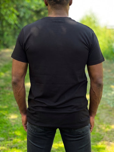 Camiseta con detalles de estampado africano - banda Mosaico Bogolan marrón
