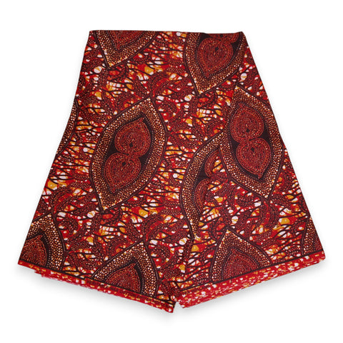 Tela africana estampada - Marrón Bronce Hidden-Leaf-Relic - 100 % algodón