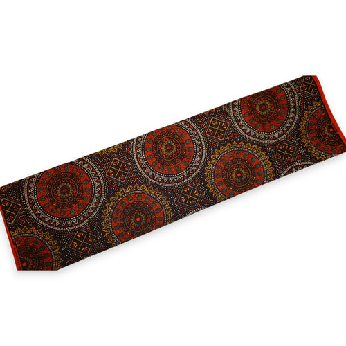 Tela africana wax estampada - Naranja y Marrón Sacred Circle Patterns - 100% algodón