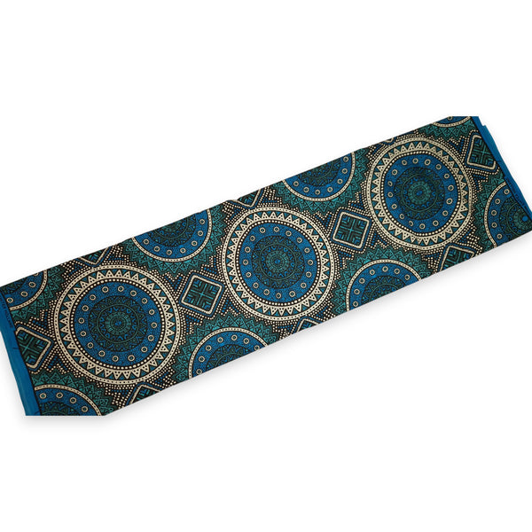 Tela africana wax estampada - Azul y Verde azulado Sacred Circle Patterns - 100% algodón