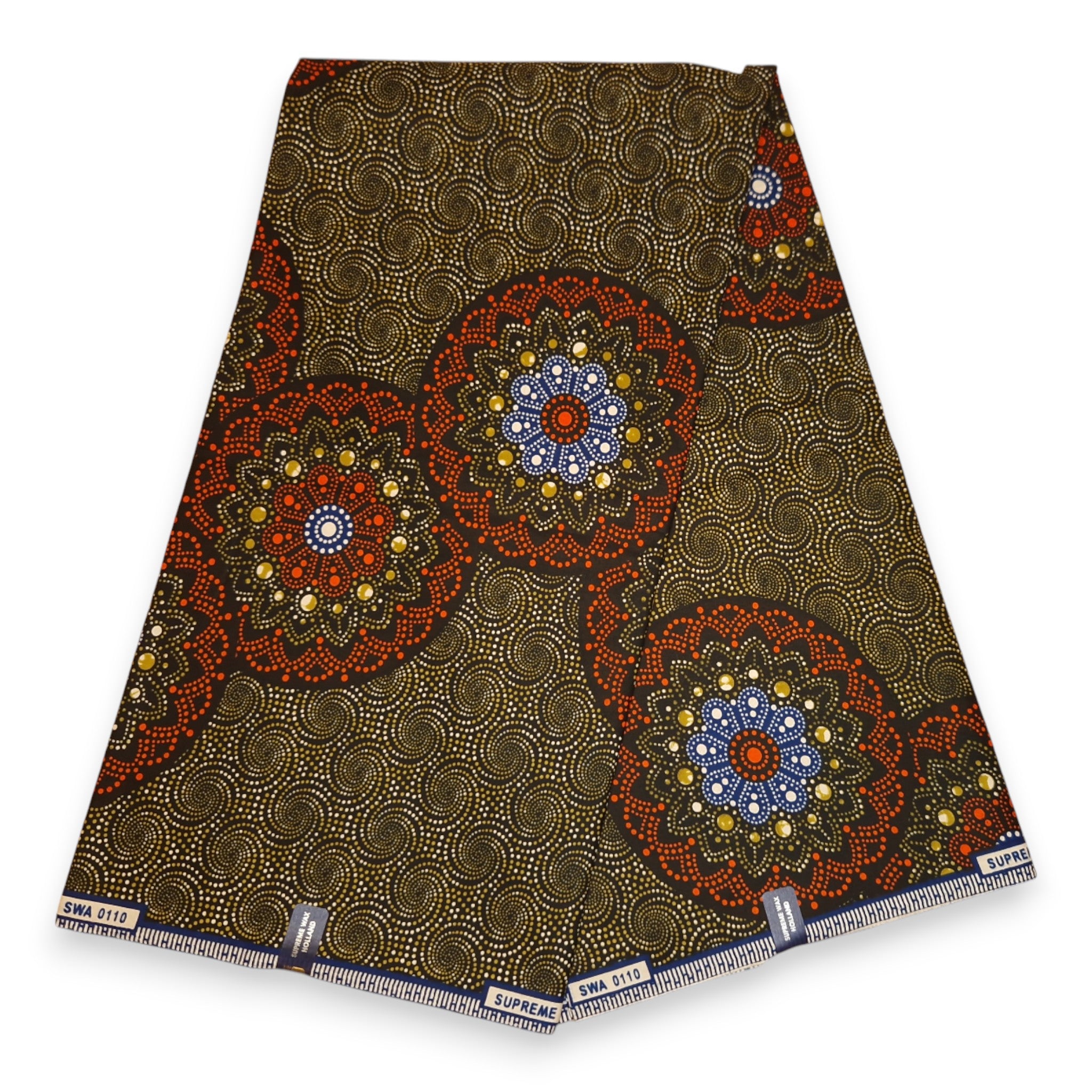 Tela estampada Wax Africana - Naranja dotted print - 100 % algodón