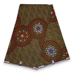 Tela estampada Wax Africana - Naranja dotted print - 100 % algodón