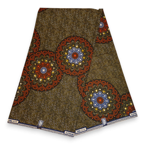 Tela estampada Wax Africana - Naranja dotted print - 100 % algodón