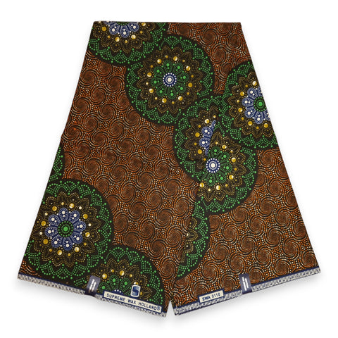 Tela estampada Wax Africana - Naranja dotted print - 100 % algodón