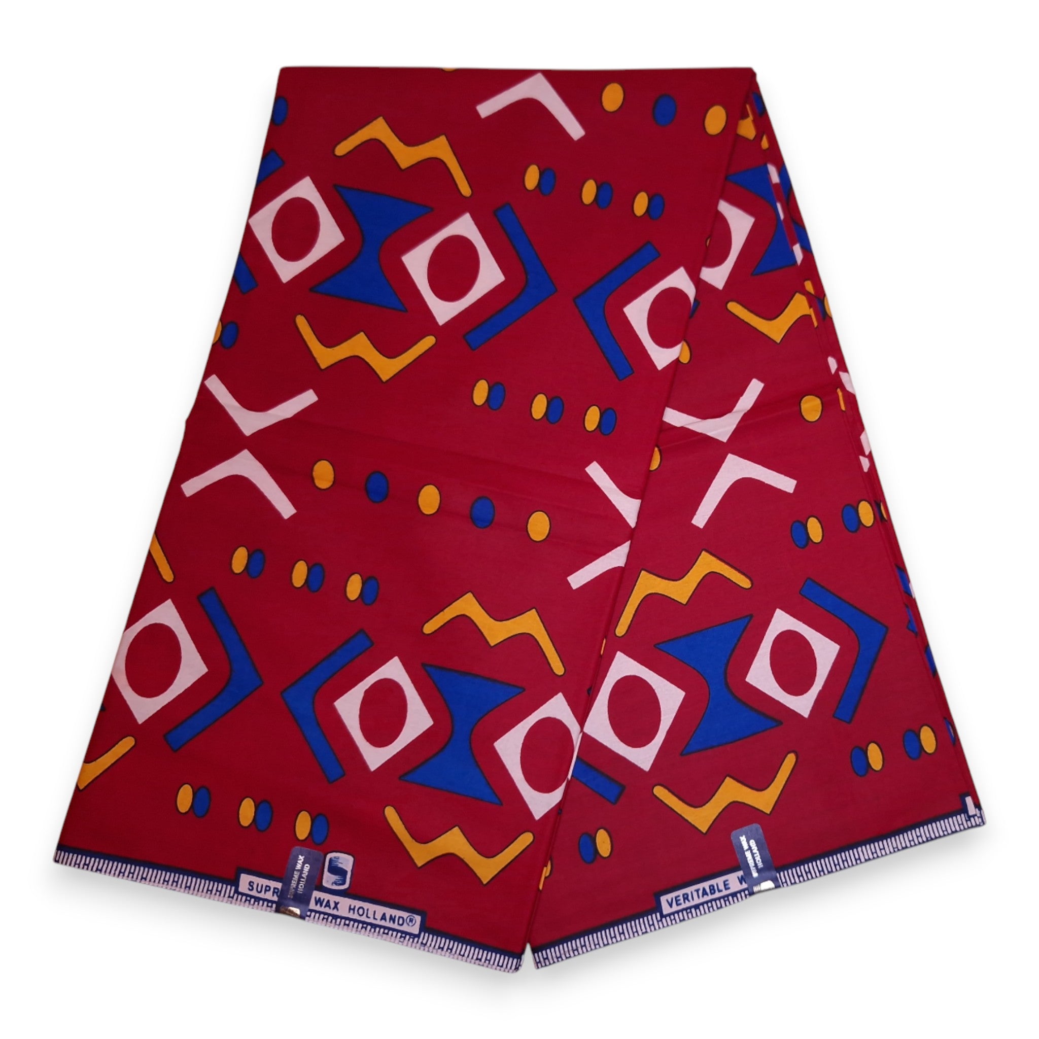 Tela estampada Wax Africana - Rojo Bogolan - 100 % algodón