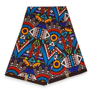 Tela africana estampada - Azul Tribal Patterns - 100 % algodón
