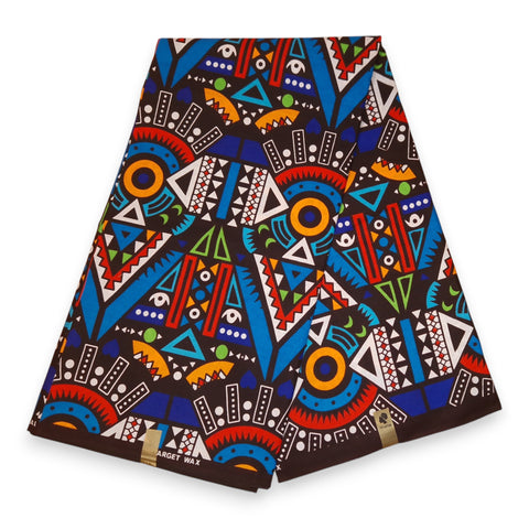 Tela africana estampada - Azul Tribal Patterns - 100 % algodón