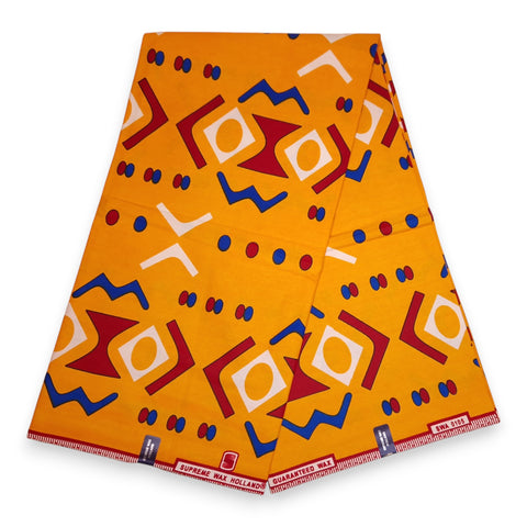 Tela estampada Wax Africana - Rojo Bogolan - 100 % algodón