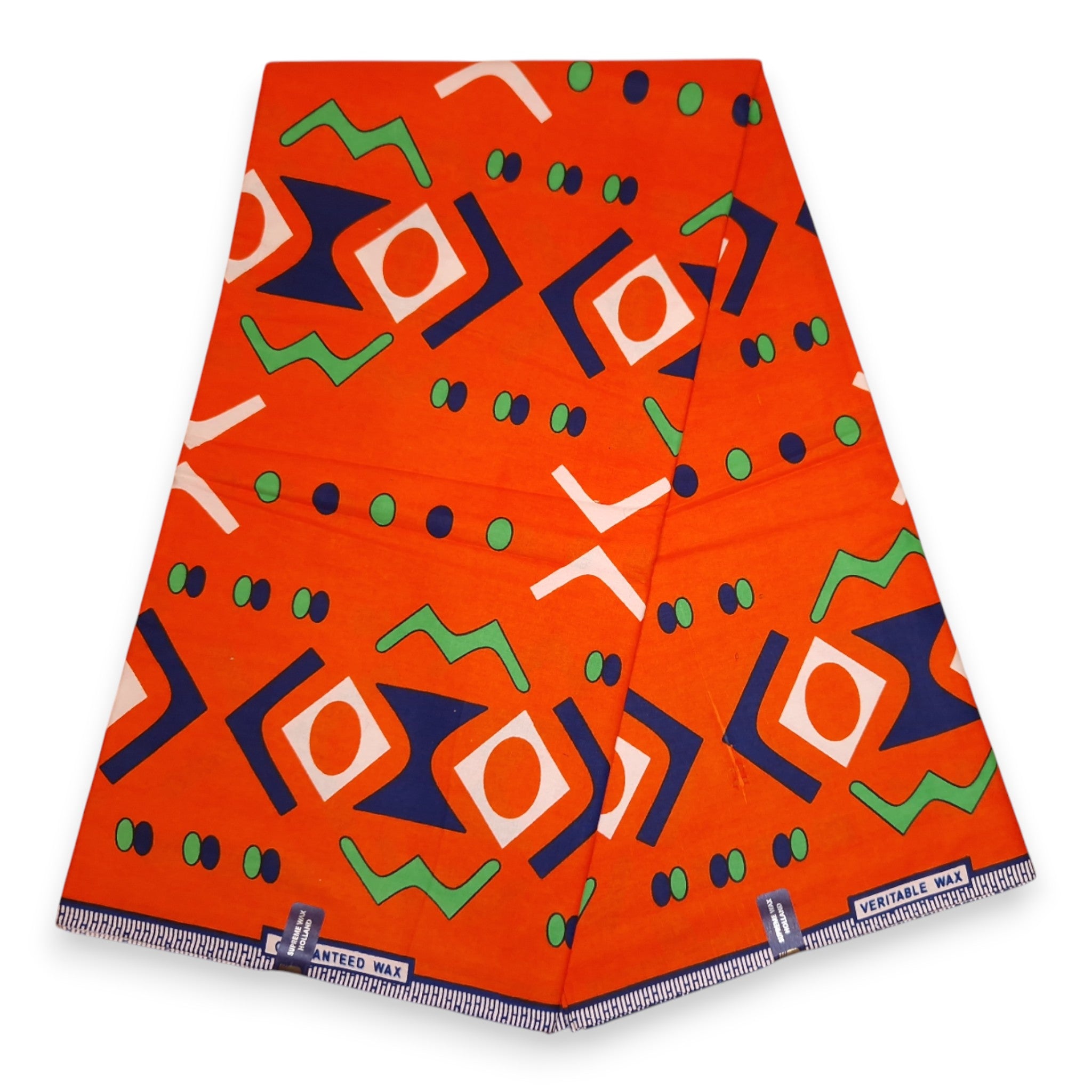 Tela estampada Wax Africana - Naranja Bogolan - 100 % algodón
