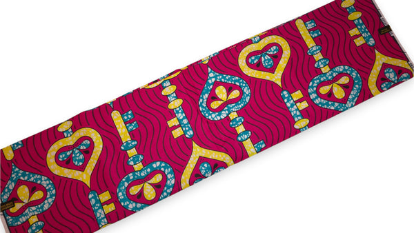 Tela africana Super Wax - Rosa Amarillo Keys