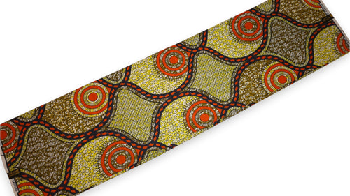 Tela africana Super Wax - Amarillo Naranja Circle Link Mosaic