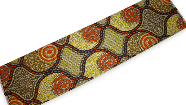 Tela africana Super Wax - Amarillo Naranja Circle Link Mosaic