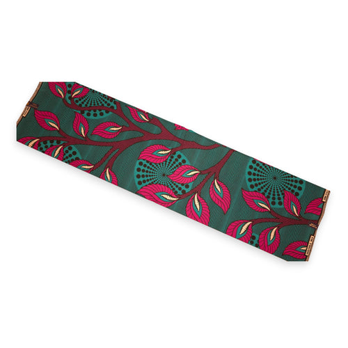 Tela africana wax estampada - Verde Rosa Radiant Leaf Orbit - 100% algodón