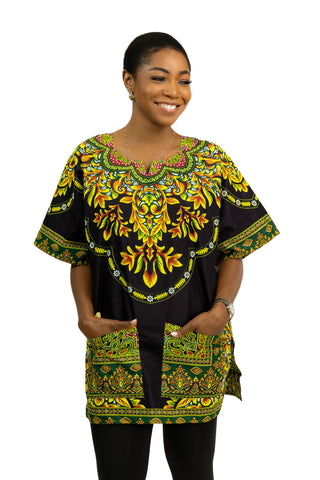 Negro Dashiki Shirt / Dashiki Dress - Top con estampado africano - Unisex