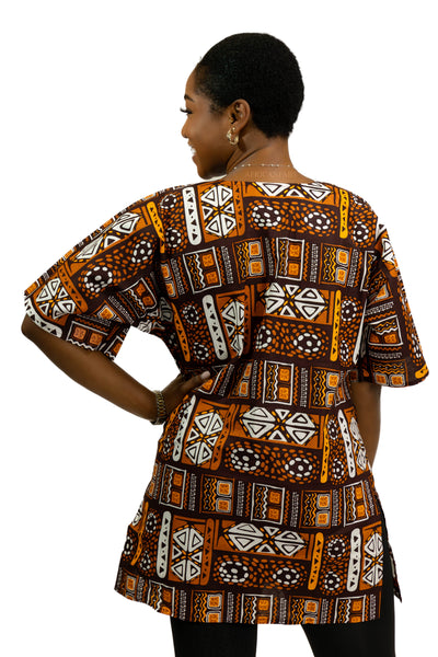 Patrones marrones Shirt / Dashiki Dress - Top con estampado africano - Unisex