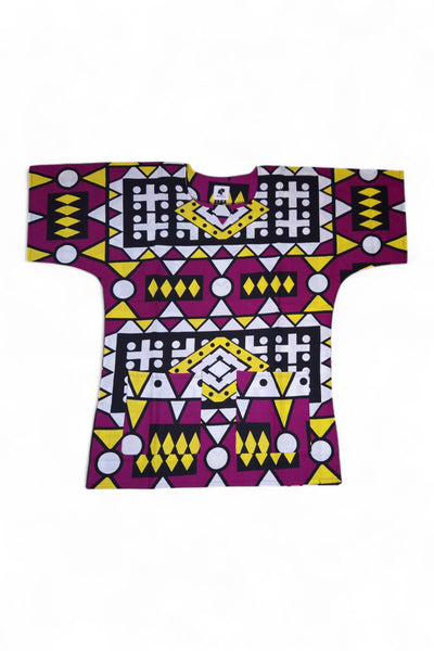 Púrpura Amarillo Samakaka Dashiki Shirt / Dashiki Dress - Top con estampado africano - Unisex
