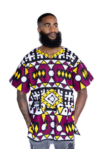 Púrpura Amarillo Samakaka Dashiki Shirt / Dashiki Dress - Top con estampado africano - Unisex