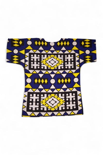 Azul Amarillo Samakaka Dashiki Shirt / Dashiki Dress - Top con estampado africano - Unisex