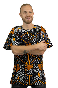 Negro Bogolan Shirt / Dashiki Dress - Top con estampado africano - Unisex