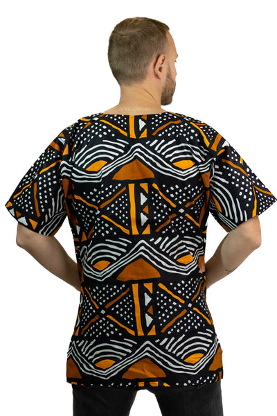 Negro Bogolan Shirt / Dashiki Dress - Top con estampado africano - Unisex