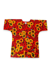 Rojo Flowers Shirt / Dashiki Dress - Top con estampado africano - Unisex
