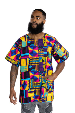 Camisa Dashiki kente multicolor / Vestido Dashiki - Top con estampado africano - Unisex