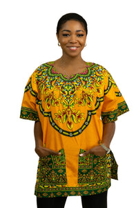 Naranja Shirt / Dashiki Dress - Top con estampado africano - Unisex
