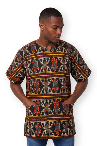 Negro Rojo Toghu Bamenda Cameroon Dashiki Shirt / Dashiki Dress - Top con estampado africano - Unisex