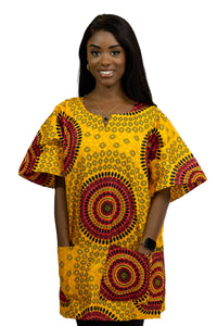 Naranja Dotted Patterns Shirt Dashiki Dress Top con estampado afri AfricanFabs