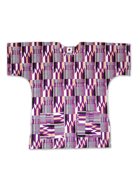 Púrpura / blanco Camisa Kente Dashiki / Vestido Dashiki - Top con estampado africano - Unisex