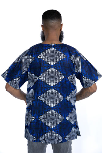 Royal blue diamonds Dashiki Shirt / Dashiki Dress - Top con estampado africano - Unisex