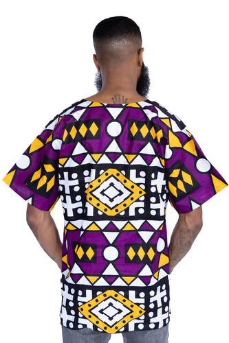 Púrpura Amarillo Samakaka Dashiki Shirt / Dashiki Dress - Top con estampado africano - Unisex